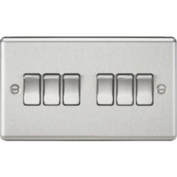 Knightsbridge  10AX 6-Gang 2-Way Light Switch  Brushed Chrome