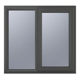 Crystal  Right-Hand Opening Obscure Double-Glazed Casement Anthracite on White uPVC Window  1190mm x 1190mm