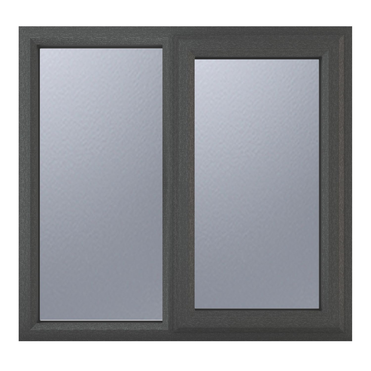 Crystal Right-Hand Opening Obscure Double-Glazed Casement Anthracite on White uPVC Window 1190mm x 1190mm (335VH)
