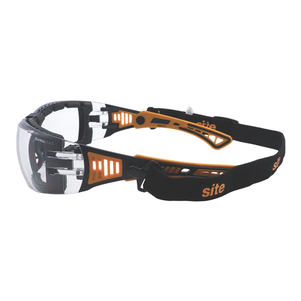 Site SEY232 Clear Lens Safety Specs with Band - Screwfix