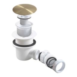 Flomasta  Shower Trap with Inner Basket Brushed Brass 90mm
