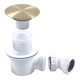 Flomasta  Shower Trap with Inner Basket Brushed Brass 90mm