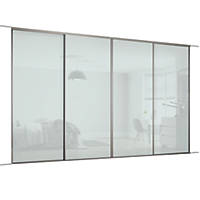 Spacepro Classic 4-Door Framed Glass Sliding Wardrobe Doors White Frame Arctic White Panel 2978 x 2260mm