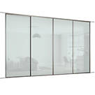 Spacepro Classic 4-Door Framed Glass Sliding Wardrobe Doors White Frame Arctic White Panel 2978mm x 2260mm