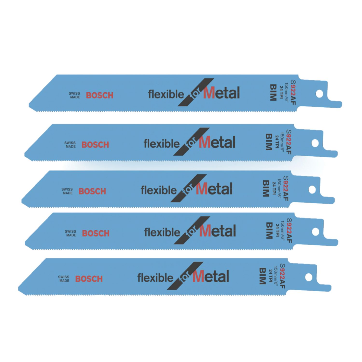 Bosch S 922 AF Flexible Metal Reciprocating Saw Blades 150mm 5 Pack (33642)