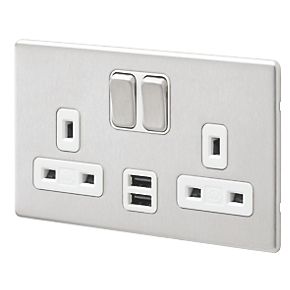 Wall Outlet Charging Shelf Phone Switch Socket Storage Rack Plug Tray White