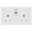 British General 800 Series 13A 2-Gang SP Switched Socket + 3A 22W 2-Outlet Type A & C USB Charger White