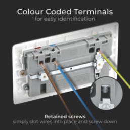 British General 800 Series 13A 2-Gang SP Switched Socket + 3A 22W 2-Outlet Type A & C USB Charger White