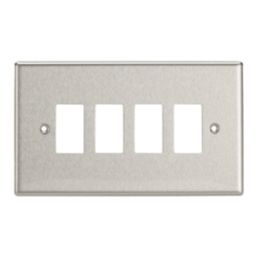 Contactum iConic 4-Module Grid Faceplate Brushed Steel
