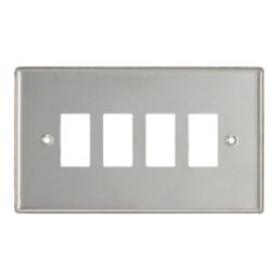 Contactum iConic 4-Module Grid Faceplate Brushed Steel