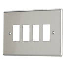 Contactum iConic 4-Module Grid Faceplate Brushed Steel