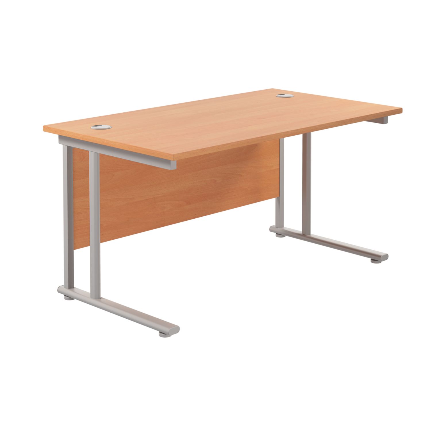 TC Group Aztec Twin Upright Rectangular Office Desk Beech/Silver 1400mm x 800mm (336TT)