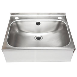 1 Bowl Stainless Steel Wall-Hung Washbasin & Waste Pack 457mm x 357mm