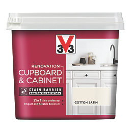 V33  Satin Cotton Off-White Trim Cabinet Paint 750ml