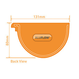 Aluflow  Half Round Internal Aluminium LH Deep Gutter Stop End Black 115mm