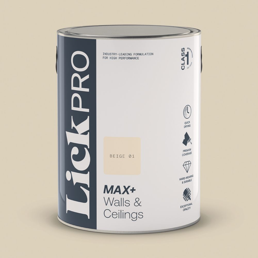 LickPro Max+ 5Ltr Beige 01 Eggshell Emulsion Paint Screwfix