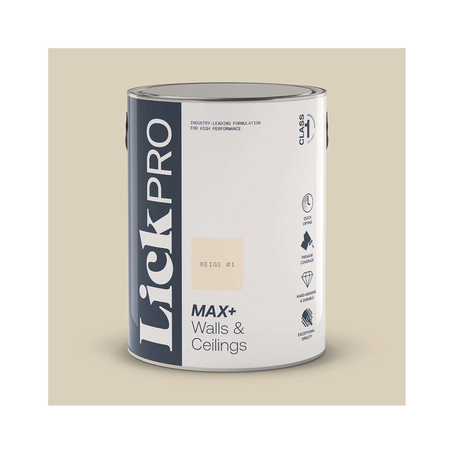 LickPro Max+ 5Ltr Beige 01 Eggshell Emulsion Paint (337KF)