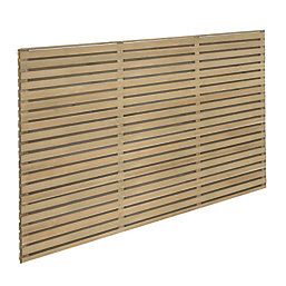 Forest  Double-Slatted  Garden Fence Panel Natural Timber 6' x 4' Pack of 4