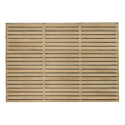 Forest  Double-Slatted  Garden Fence Panel Natural Timber 6' x 4' Pack of 4