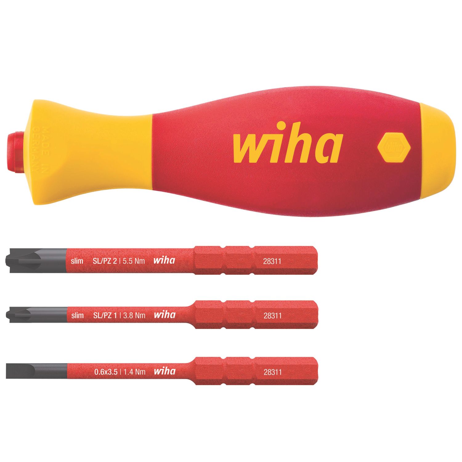 Wiha VDE Screwdriver with Bits 4 Piece Set (337KW)
