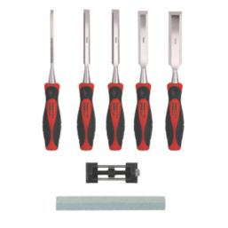 Forge Steel  Bevel Edge Chisel Set with Oilstone & Honing Guide 7 Pieces