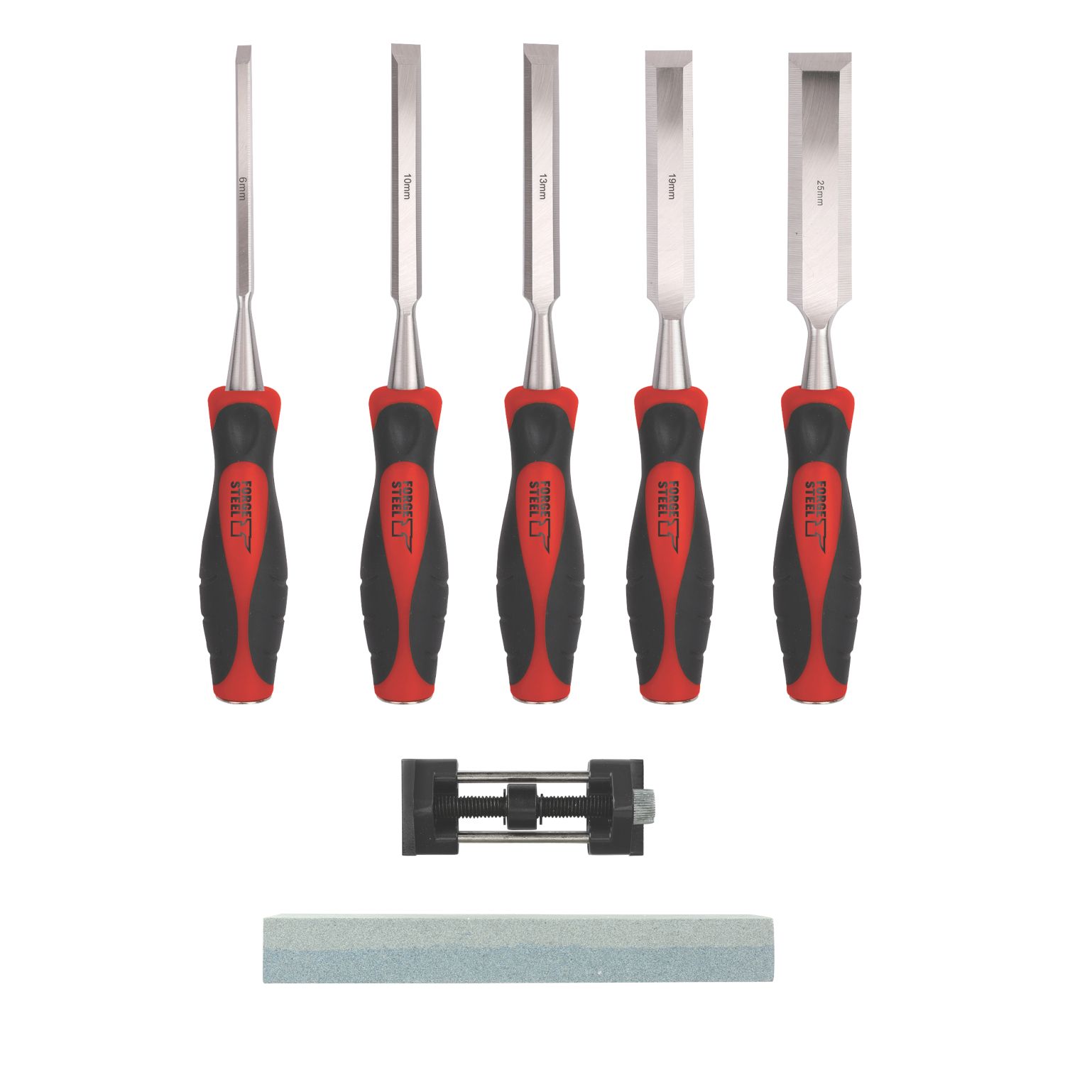 Forge Steel Bevel Edge Chisel Set with Oilstone & Honing Guide 7 Pieces (337KY)
