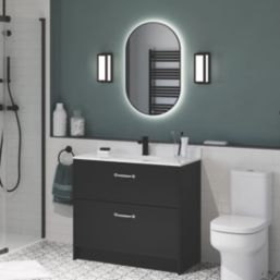 Sensio Nebula Oval Illuminated Bathroom Mirror Black With 2016lm LED Light 800mm x 500mm