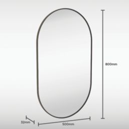 Sensio Nebula Oval Illuminated Bathroom Mirror Black With 2016lm LED Light 800mm x 500mm