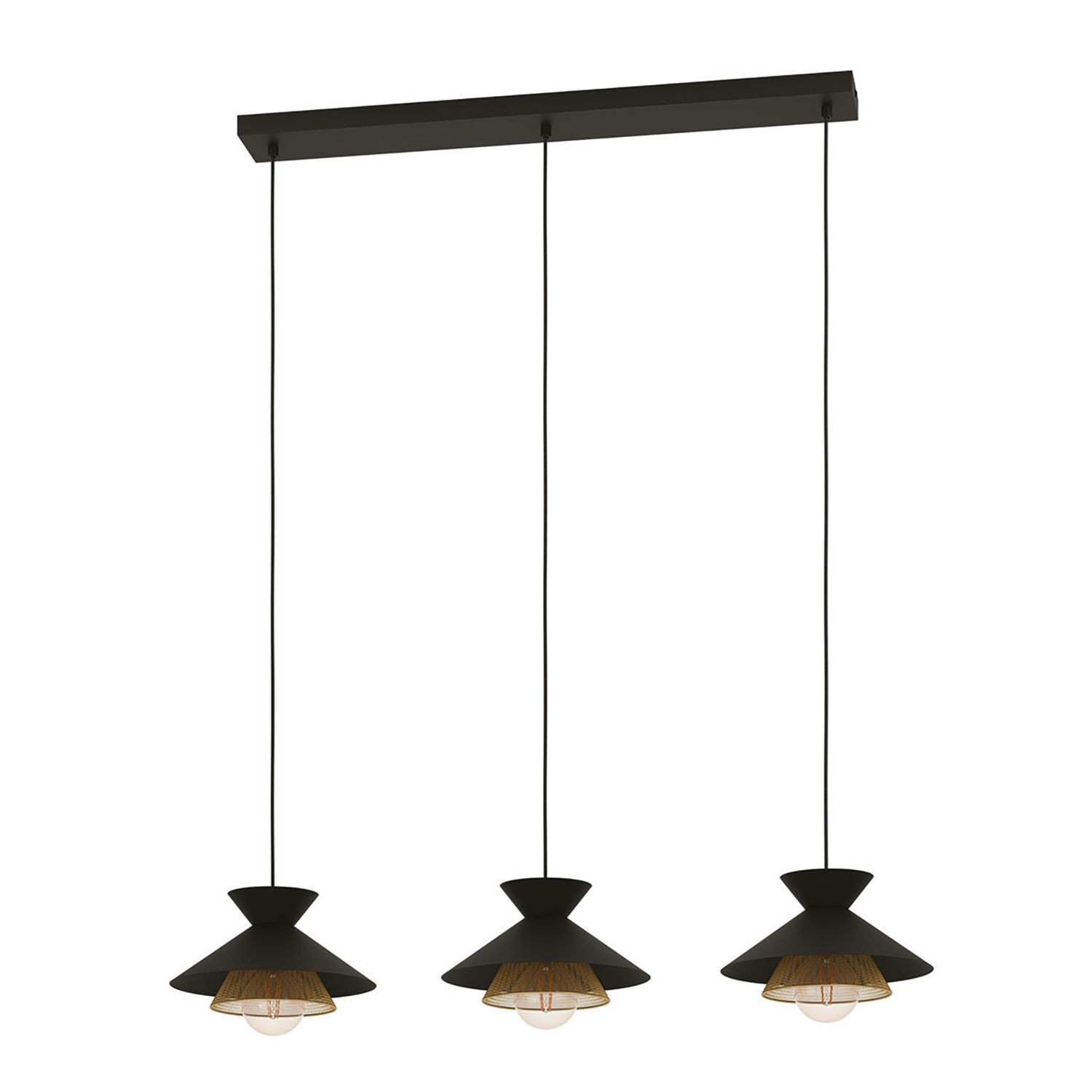 Eglo Grizedale 3-Light Pendant Black/Brass (337PL)