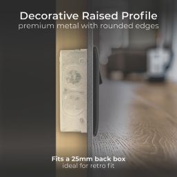 British General Nexus Metal 13A 1-Gang DP Switched Power Socket Matt Black  with Colour-Matched Inserts