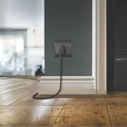 British General Nexus Metal 13A 1-Gang DP Switched Power Socket Matt Black  with Colour-Matched Inserts