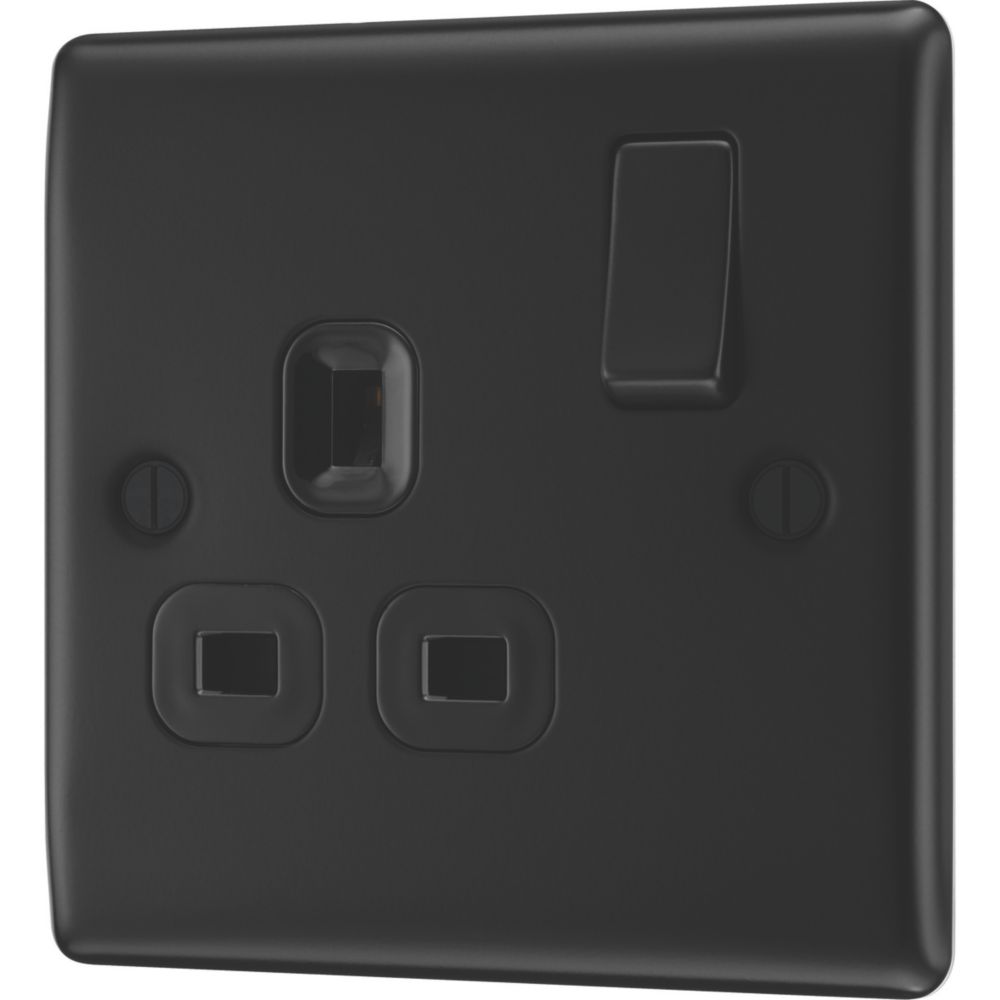 British General Nexus Metal 13A 1-Gang DP Switched Power Socket Matt Black  with Colour-Matched Inserts - 10