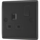 British General Nexus Metal 13A 1-Gang DP Switched Power Socket Matt Black  with Colour-Matched Inserts