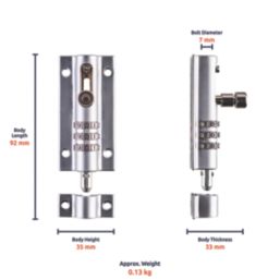 Squire Die-Cast Steel 3-Dial Combination Bolt 92mm Chrome
