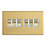 Contactum Lyric 10AX 6-Gang 2-Way Light Switch  Brushed Brass with White Inserts