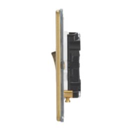 Contactum Lyric 10AX 6-Gang 2-Way Light Switch  Brushed Brass with White Inserts