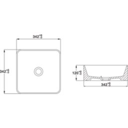 Swirl Alpheus White Basin No Tap Holes 342mm