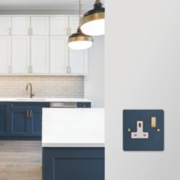 Varilight  13A 1-Gang 2-Pole Switched Socket Midnight Blue  with White Inserts