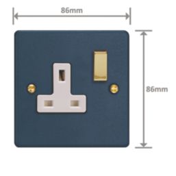 Varilight  13A 1-Gang 2-Pole Switched Socket Midnight Blue  with White Inserts