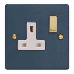 Varilight  13A 1-Gang 2-Pole Switched Socket Midnight Blue  with White Inserts