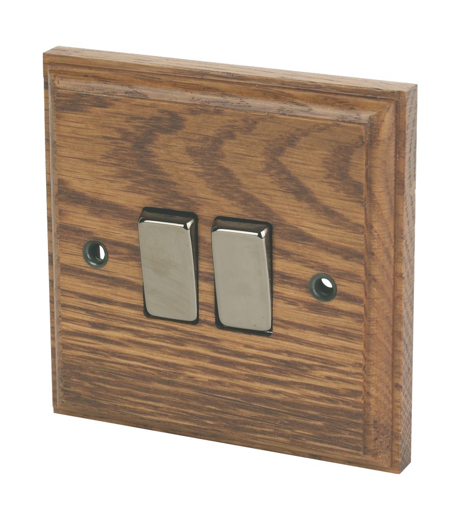 Varilight  10AX 2-Gang 2-Way Light Switch  Medium Oak