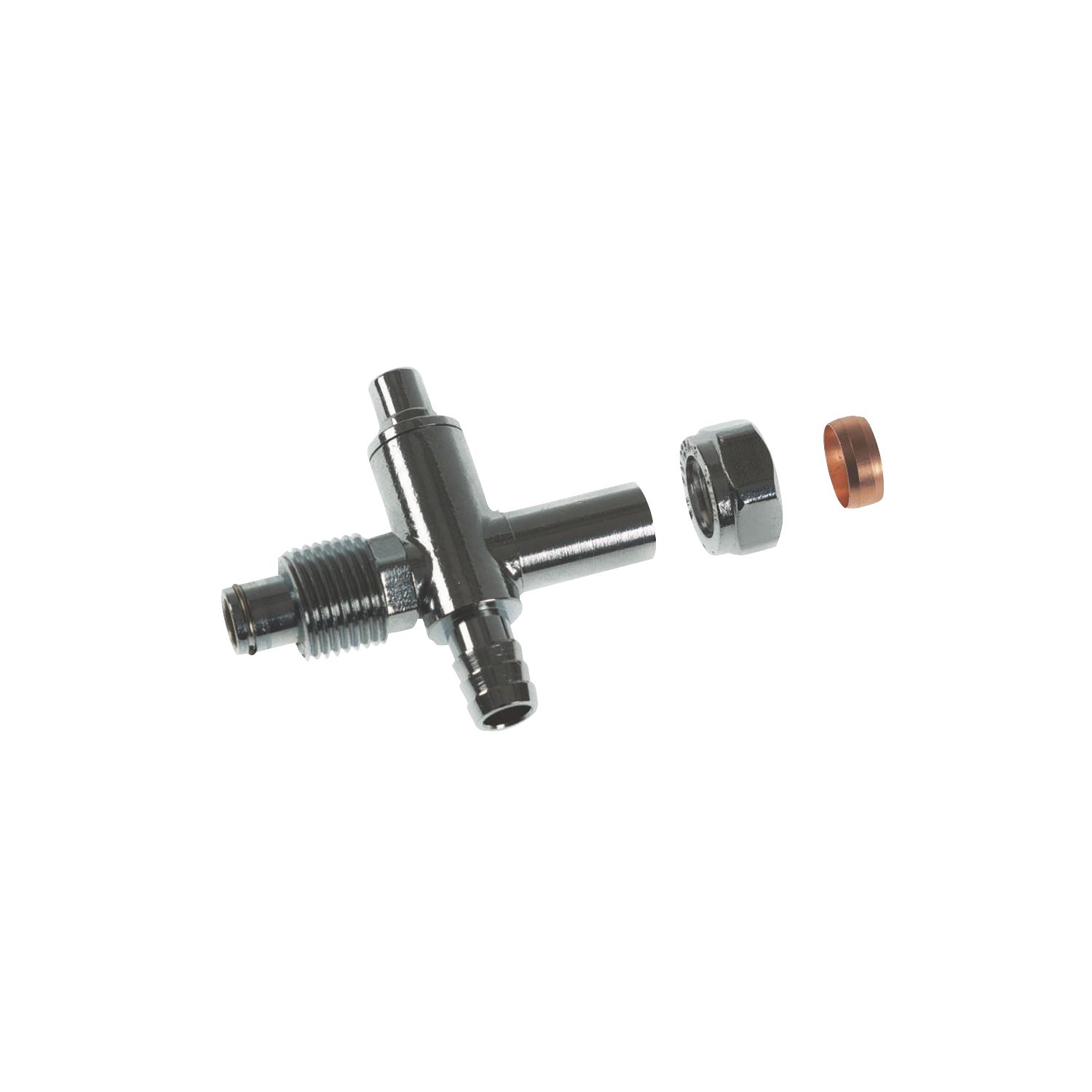 1/2" BSP Male Taper x 15mm Compression 83mm Chrome Radiator Valve Extender With Drain Off (3381V)