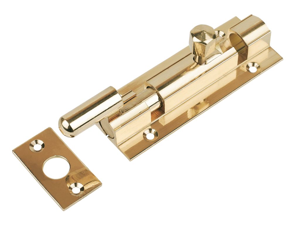 Necked Door Bolt Polished Brass 102mm Screwfix