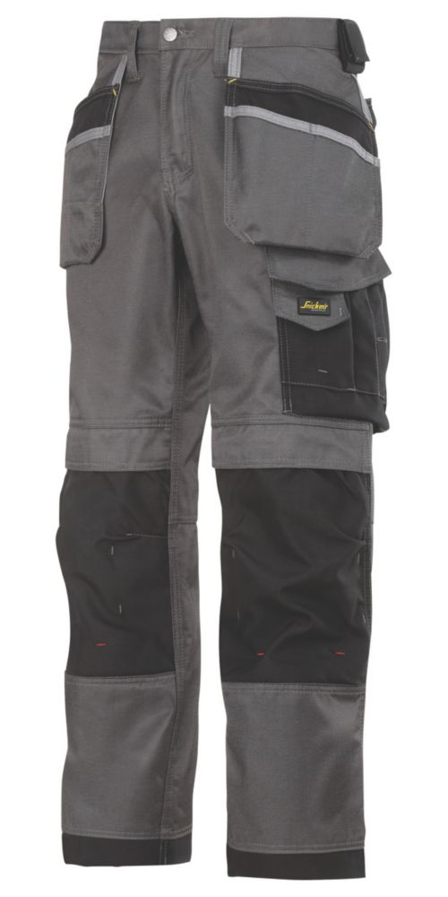 Snickers 3212 Duratwill 3212 Holster Pocket Trousers Grey/Black 30" W 32" L