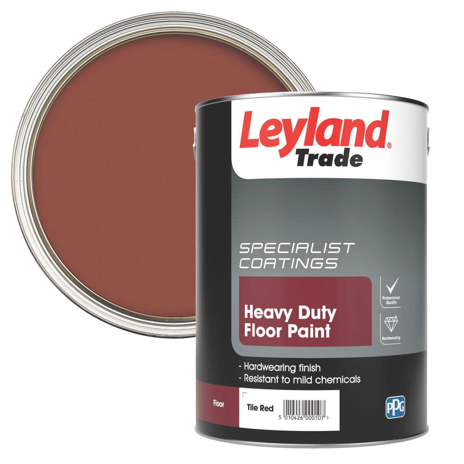 Leyland Trade 5Ltr Tile Red Satin Heavy Duty Floor Paint (33890)