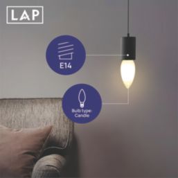 LAP  E14 Candle LED Light Bulb Milky 470lm 2.2W 2 Pack