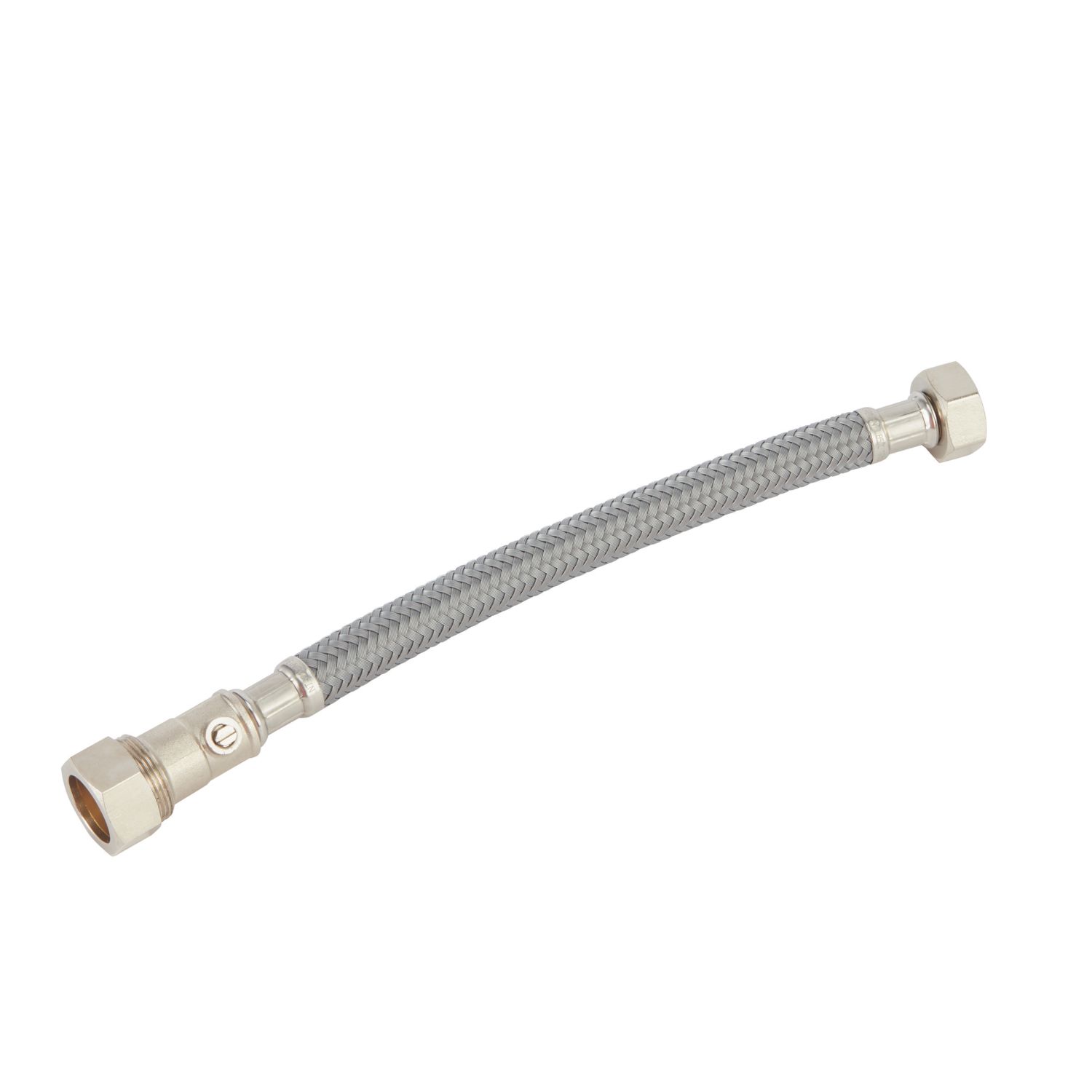 Flomasta Straight Flexible Compression Hose with Isolating Valve 22mm x 3/4" x 300mm (338FA)