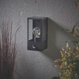 LAP Breton Outdoor Rectangular Frame Lantern With PIR Sensor Matt Black