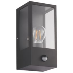 LAP Breton Outdoor Rectangular Wall Lantern With PIR Sensor Matt Black