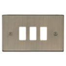 Knightsbridge  3-Module Grid Faceplate Antique Brass